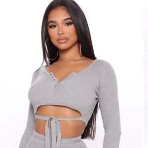 Grey sweater crop top